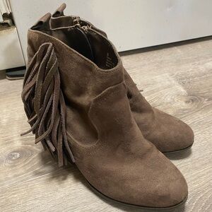 Charlotte Russe Brown Suede Fringe Ankle Booties